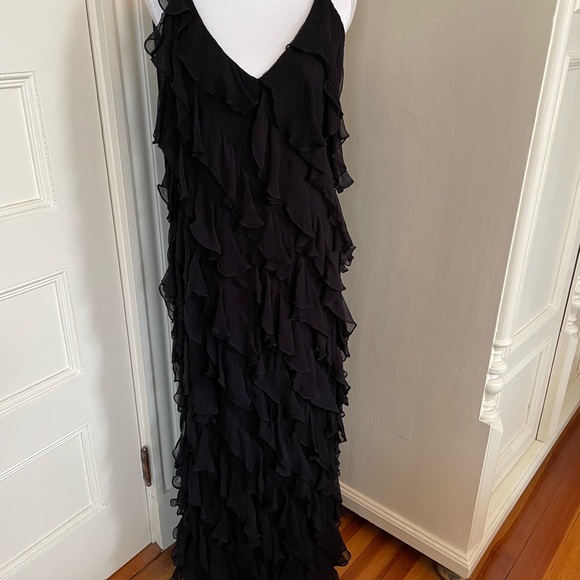 EUC BHLDN Jia Bias-Cut Ruffled V-Neck Gown 14 - Picture 6 of 8